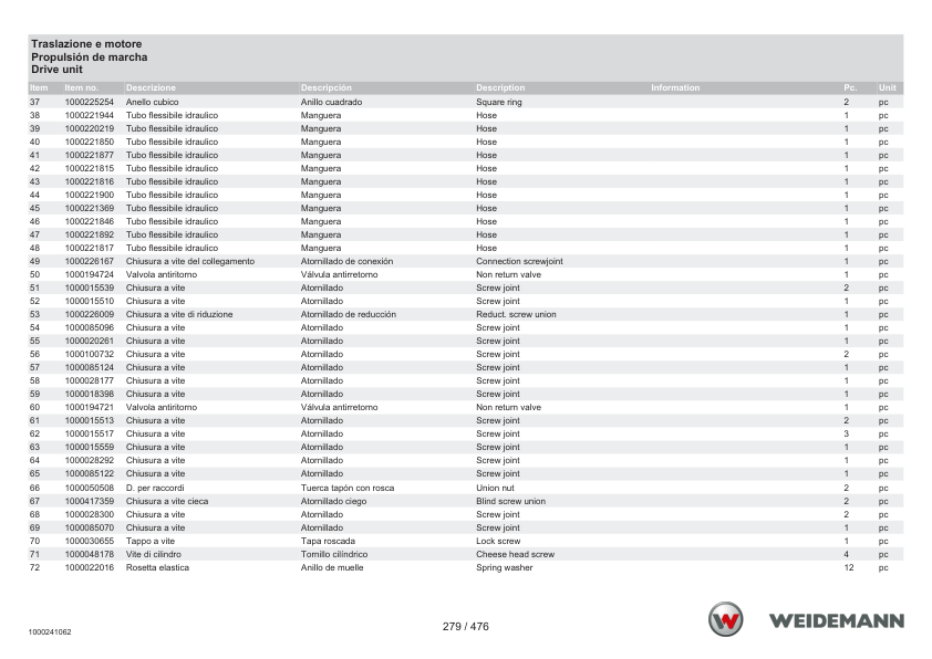 Weidemann 4070CX100 T Telescopic Loader Parts Catalog SN -03.2009 IT ES EN - Image 7
