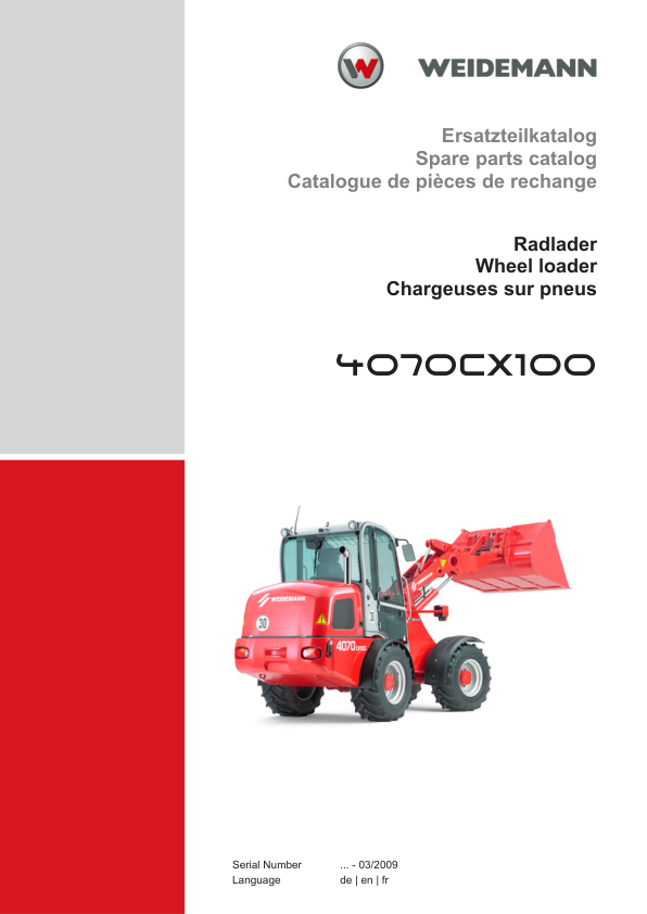 Weidemann 4070CX100 Wheel Loader Parts Catalog SN -03.2009 DE EN FR - Image 2