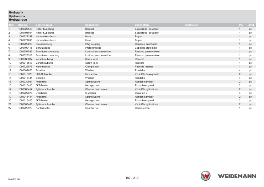 Weidemann 4070CX80 Wheel Loader Parts Catalog SN -06.2008 DE EN FR - Image 11