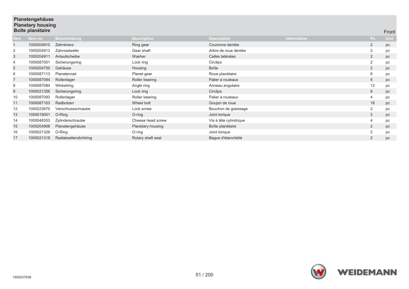 Weidemann 4070CX80LP Wheel Loader Parts Catalog SN -05.2008 DE EN FR - Image 12