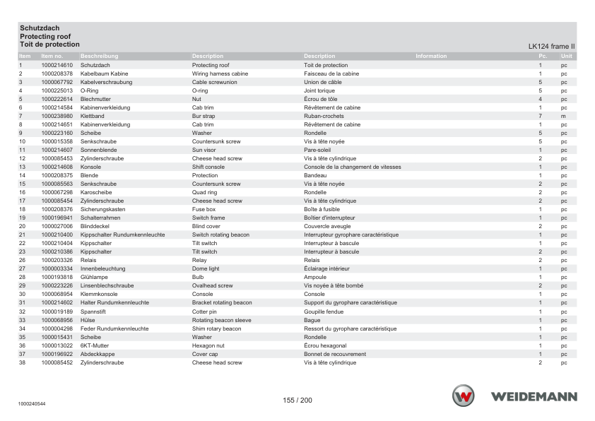Weidemann 4070CX80LP Wheel Loader Parts Catalog SN -05.2008 DE EN FR - Image 9