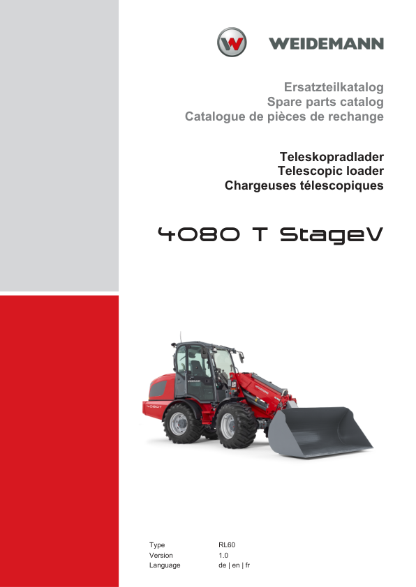 Weidemann 4080 T Stage V Telescopic Loader Parts Catalog v1.0 DE EN FR - Image 2