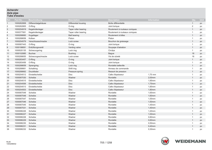 Weidemann 4080 T T4F Telescopic Loader Parts Catalog v1.0 DE EN FR - Image 11