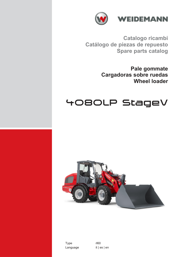 Weidemann 4080LP Stage V Wheel Loader Parts Catalog IT ES EN - Image 2