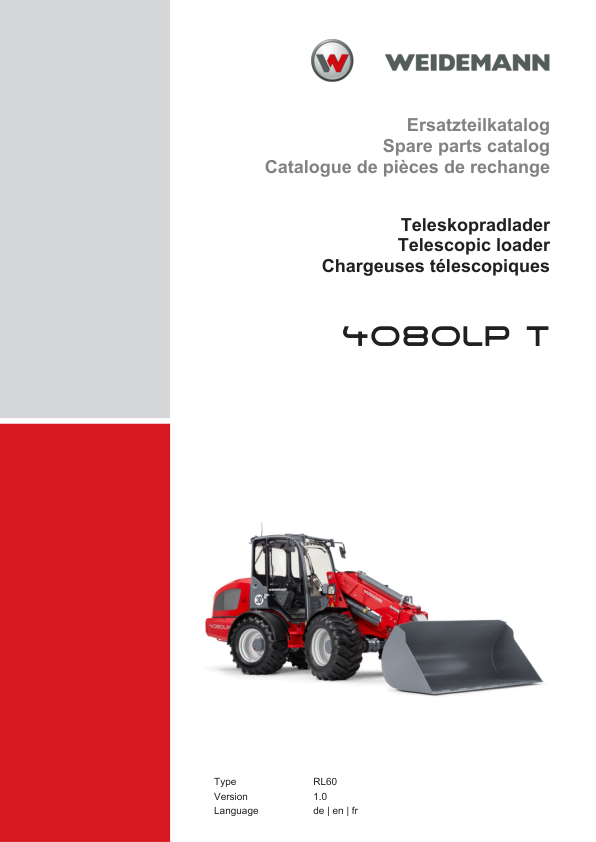 Weidemann 4080LP T Telescopic Loader Parts Catalog v1.0 DE EN FR - Image 2