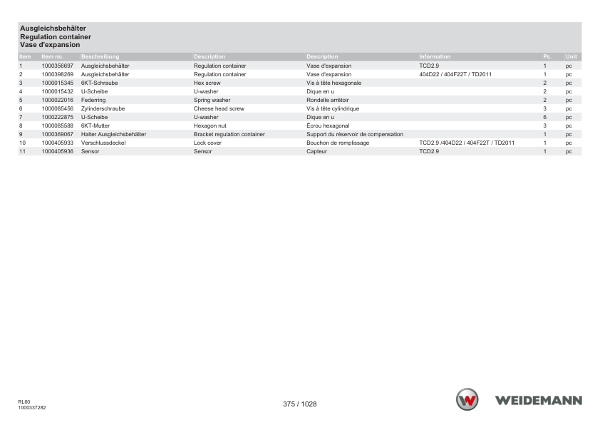 Weidemann 4080LP T Telescopic Loader Parts Catalog v1.0 DE EN FR - Image 7