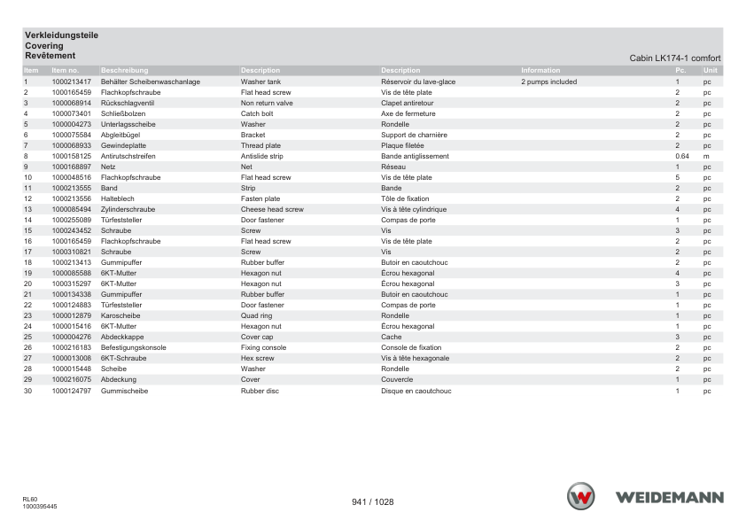 Weidemann 4080LP T Telescopic Loader Parts Catalog v1.0 DE EN FR - Image 11
