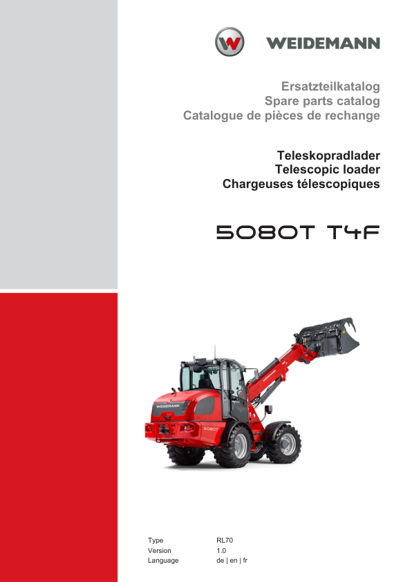 Weidemann 5080T T4F Telescopic Loader Parts Catalog v1.0 DE EN FR - Image 2