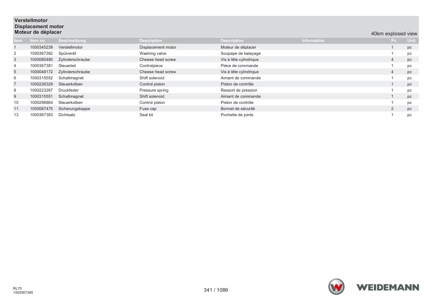 Weidemann 5080T T4F Telescopic Loader Parts Catalog v1.0 DE EN FR - Image 8