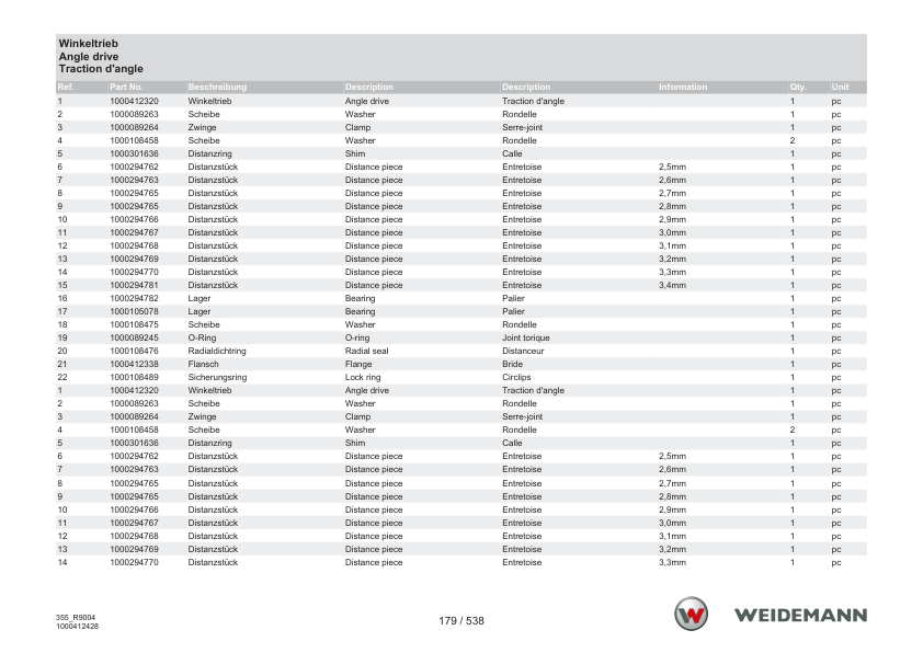 Weidemann 9080L Wheel Loader Parts Catalog SN WNKR9004XXXX0001- v1.2 DE EN FR - Image 6