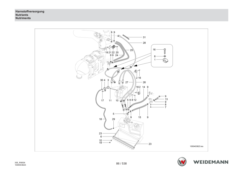 Weidemann 9080L Wheel Loader Parts Catalog SN WNKR9004XXXX0001- v1.2 DE EN FR - Image 13