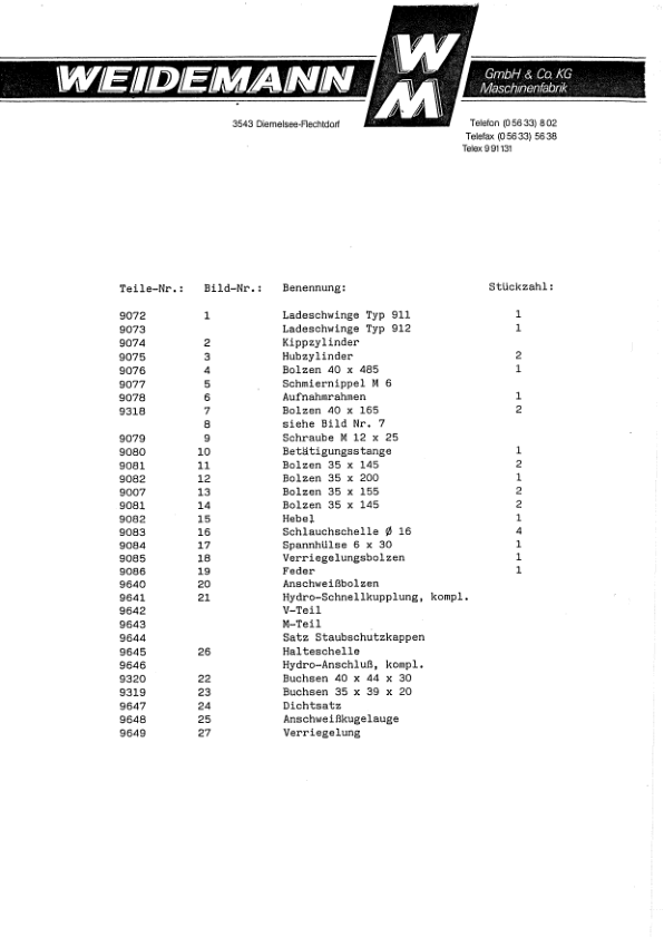 Weidemann 914 DP Wheel Loader Parts Catalog - Image 13
