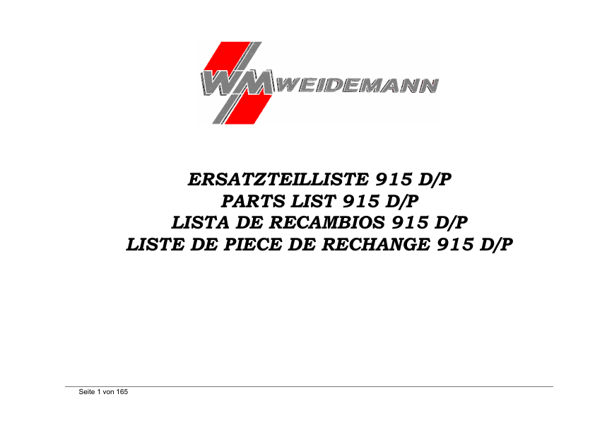 Weidemann 915 D P Wheel Loader Parts Catalog - Image 2