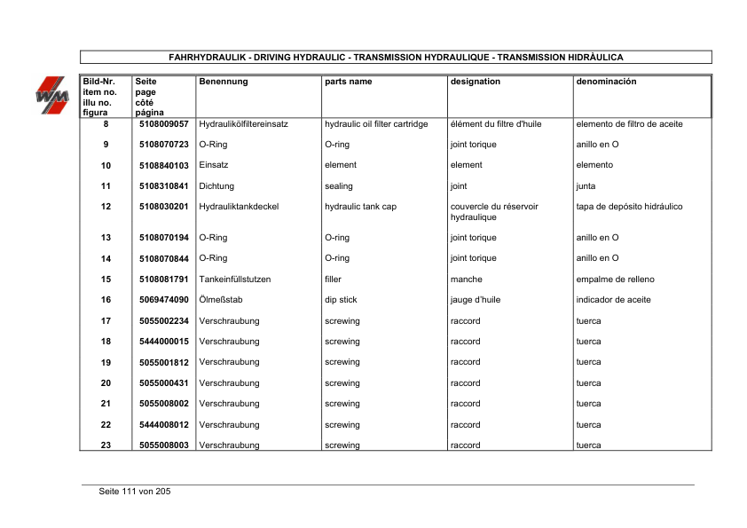 Weidemann Hoftrac 1090 1904 D P Wheel Loader Parts Catalog - Image 5