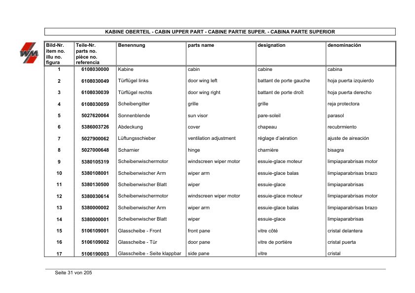 Weidemann Hoftrac 1090 1904 D P Wheel Loader Parts Catalog - Image 9