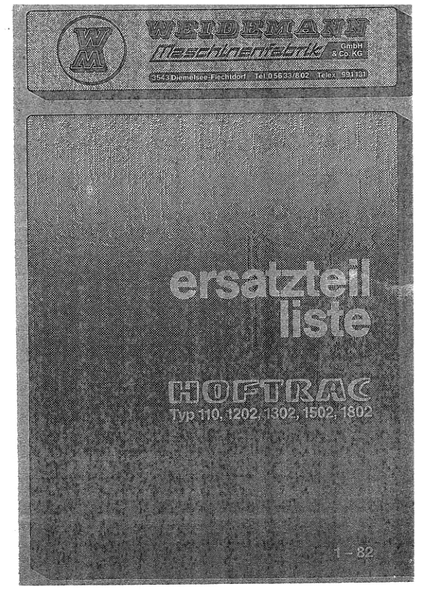 Weidemann Hoftrac 110 1202 1302 1502 1802 Loader Parts Catalog DE - Image 2