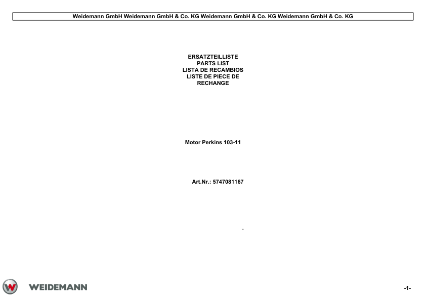 Weidemann Perkins 103-11 Engine Parts Catalog - Image 2
