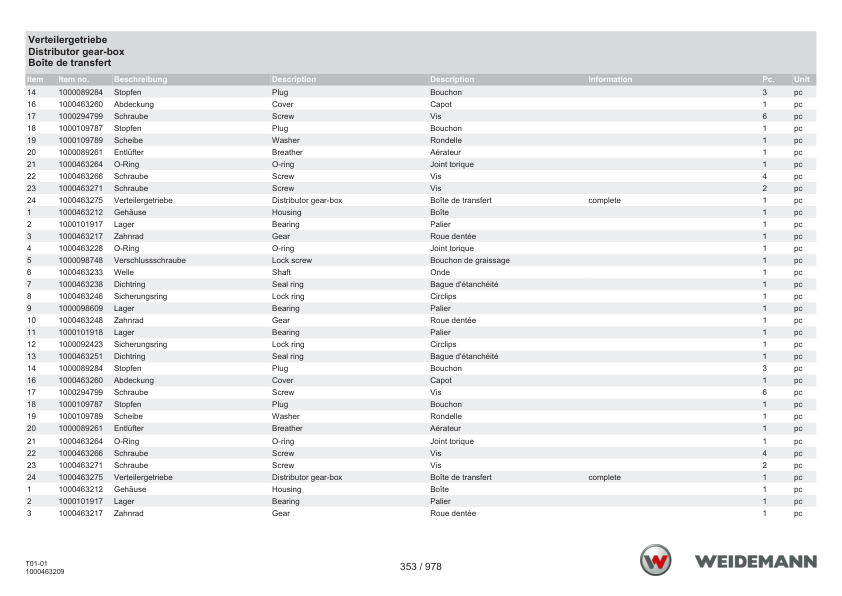 Weidemann T4512 Telehandler Parts Catalog DE EN FR - Image 9