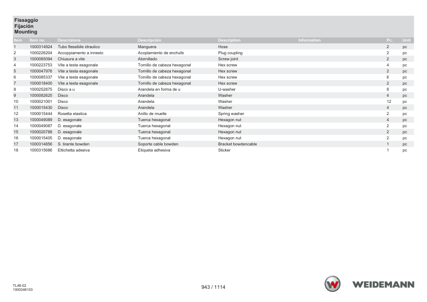 Weidemann T5522 Stage V Telehandler Parts Catalog SN 3069006- IT ES EN - Image 13
