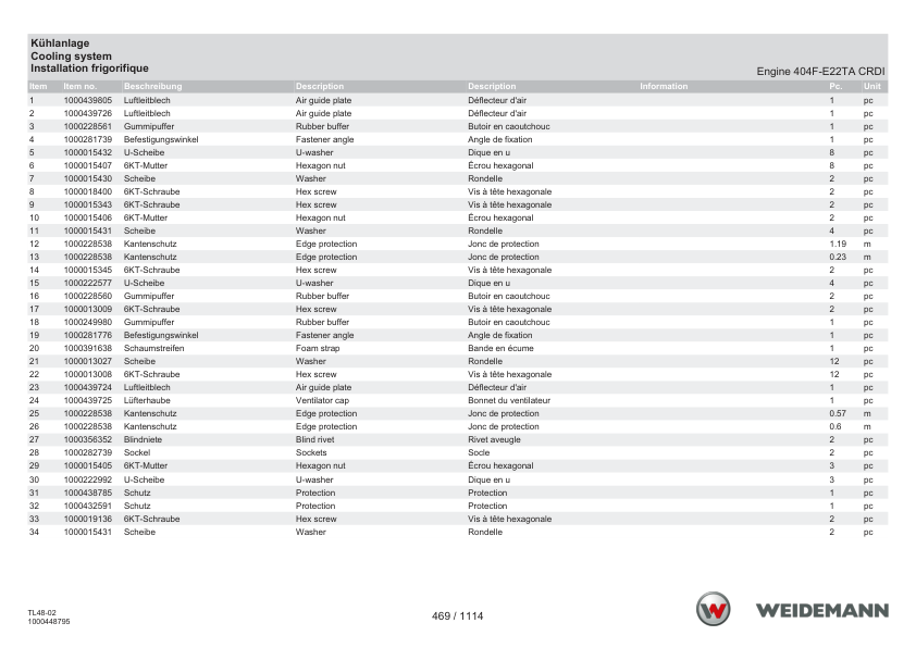 Weidemann T5522 Tage V Telehandler Parts Catalog SN 3069006- DE EN FR - Image 7