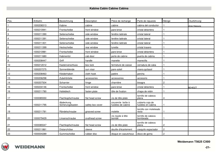 Weidemann T5625CX80 Telehandler Parts Catalog - Image 5