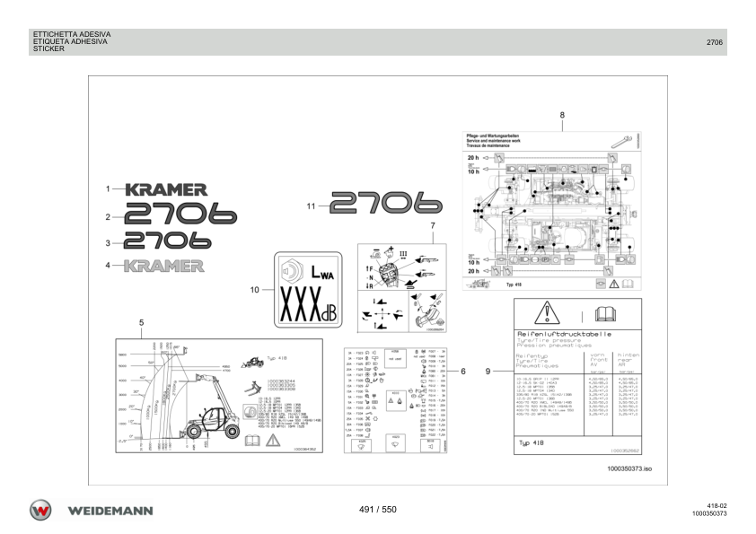 Weidemann T6027 Telehandler Parts Catalog SN 418020001 v1.3 IT ES EN - Image 10
