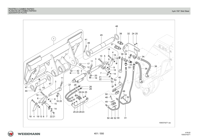 Weidemann T6027 Telehandler Parts Catalog SN 418020001 v1.3 IT ES EN - Image 8