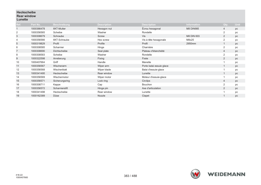 Weidemann T6027 Telehandler Parts Catalog SN WNK41822XXXX0001 v1.0 DE EN FR - Image 9