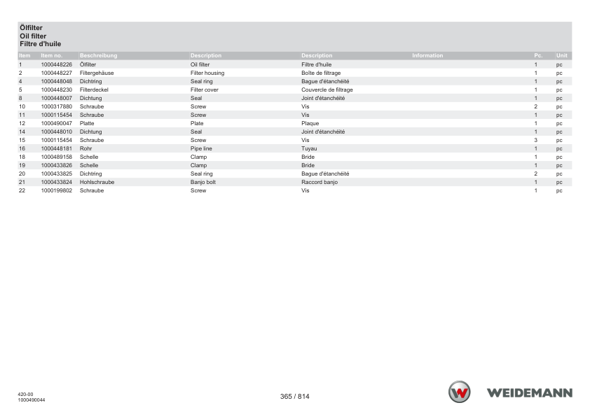 Weidemann T7035 Telehandler Parts Catalog SN WNK42000XXXX0001- v1.0 DE EN FR - Image 7