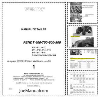 Fendt Favorit 400 700 800 900 COM I Tractor Workshop Manual ES
