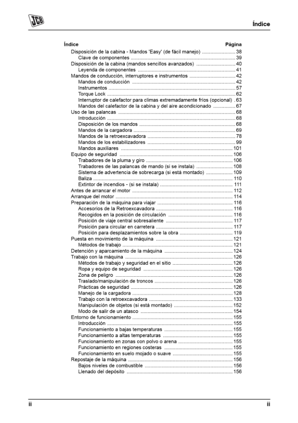 JCB 3CX 4CX Tier 3 Backhoe Loader Operators Manual 9811-5203-1 ES - Image 6
