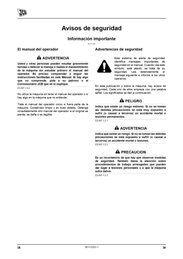JCB 3CX 4CX Tier 3 Backhoe Loader Operators Manual 9811-5203-1 ES - Image 3
