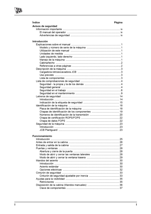 JCB 3CX 4CX Tier 3 Backhoe Loader Operators Manual 9811-5203-1 ES - Image 5