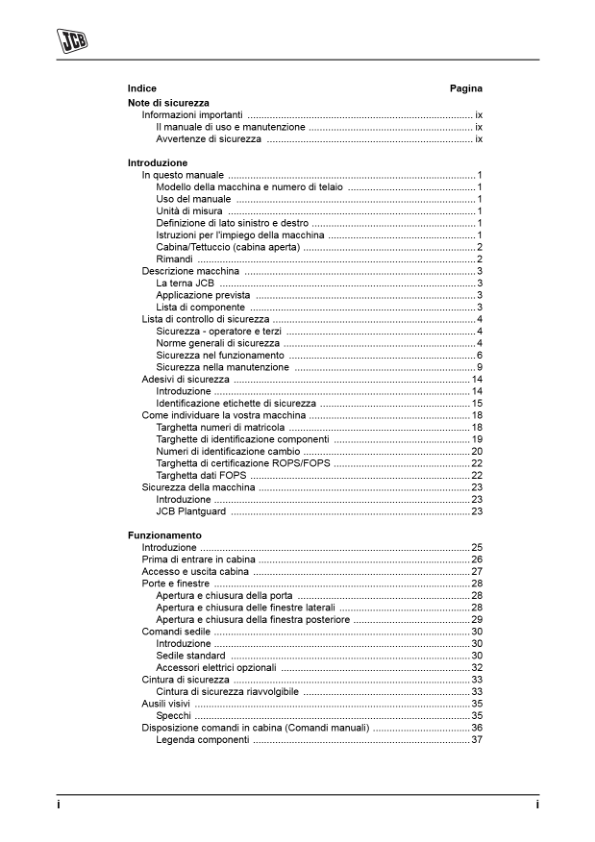 JCB 3CX 4CX Tier 3 Backhoe Loader Operators Manual 9811-5204-1 IT - Image 5