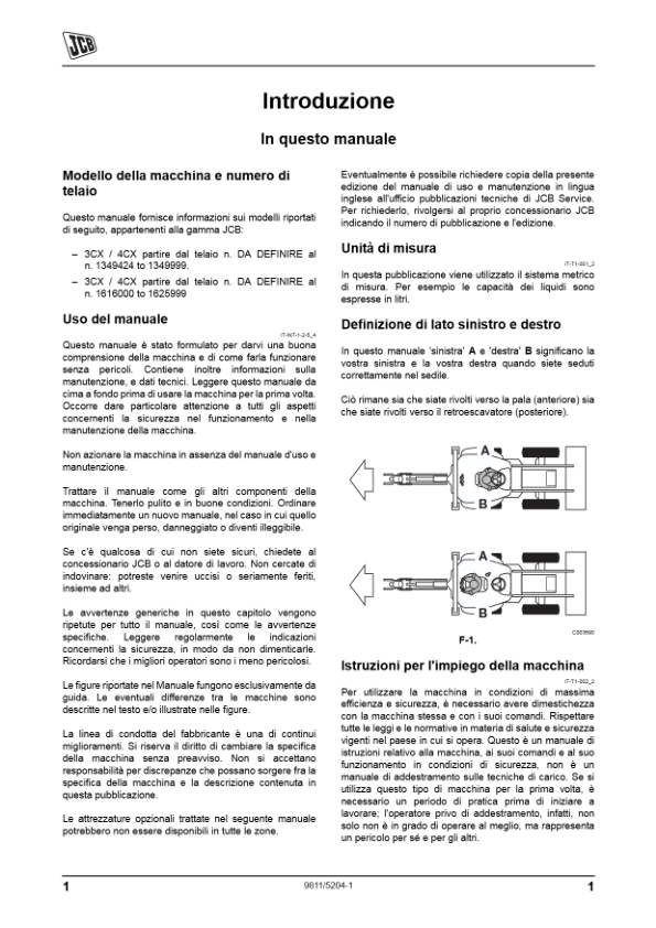 JCB 3CX 4CX Tier 3 Backhoe Loader Operators Manual 9811-5204-1 IT - Image 4