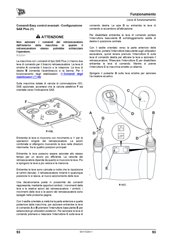 JCB 3CX 4CX Tier 3 Backhoe Loader Operators Manual 9811-5204-1 IT - Image 11