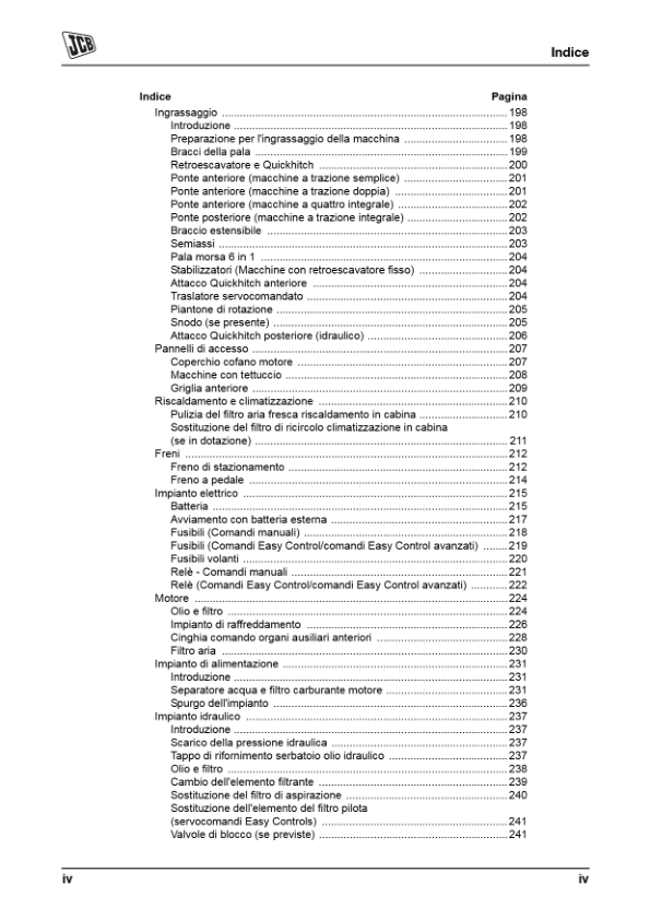 JCB 3CX 4CX Tier 3 Backhoe Loader Operators Manual 9811-5204-1 IT - Image 8