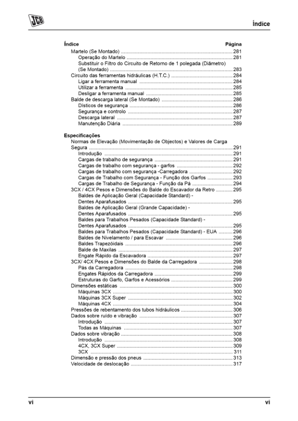 JCB 3CX 4CX Tier 3 Backhoe Loader Operators Manual 9811-5205-1 PT - Image 10