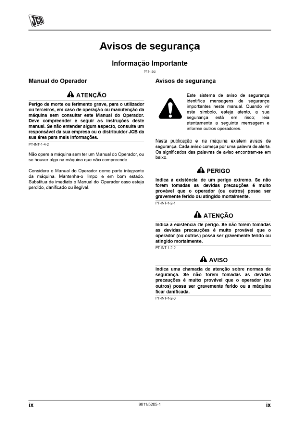 JCB 3CX 4CX Tier 3 Backhoe Loader Operators Manual 9811-5205-1 PT - Image 3