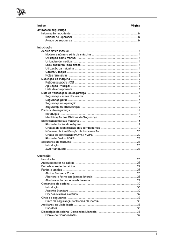 JCB 3CX 4CX Tier 3 Backhoe Loader Operators Manual 9811-5205-1 PT - Image 5