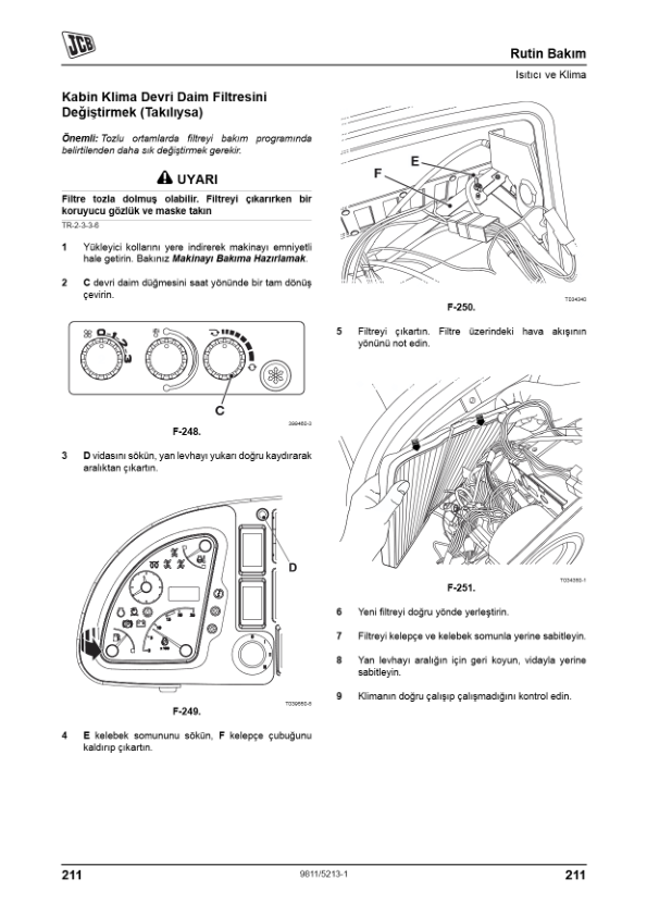 JCB 3CX 4CX Tier 3 Backhoe Loader Operators Manual 9811-5213-1 TR - Image 14