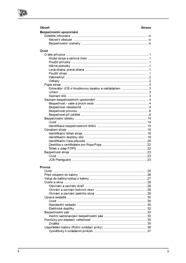 JCB 3CX 4CX Tier 3 Backhoe Loader Operators Manual 9811-5215-1 CZ - Image 5