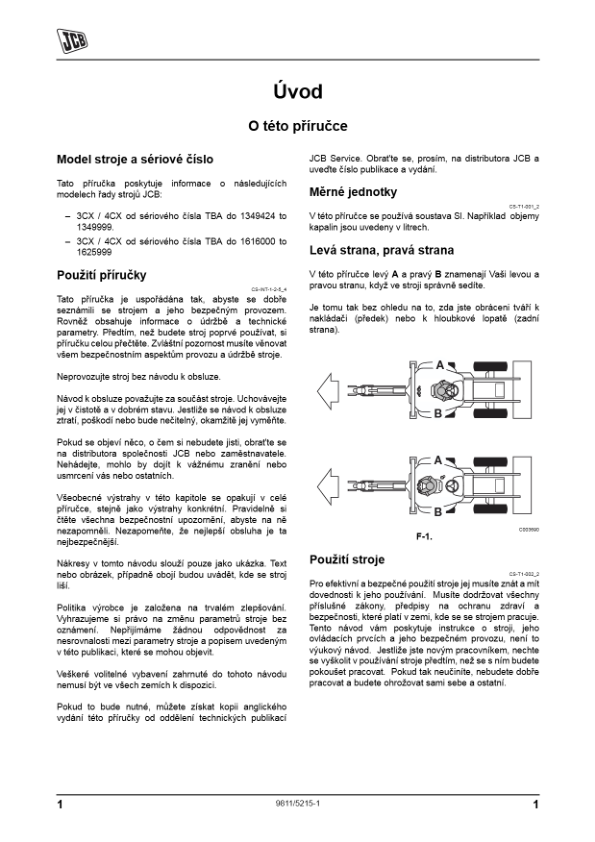 JCB 3CX 4CX Tier 3 Backhoe Loader Operators Manual 9811-5215-1 CZ - Image 4