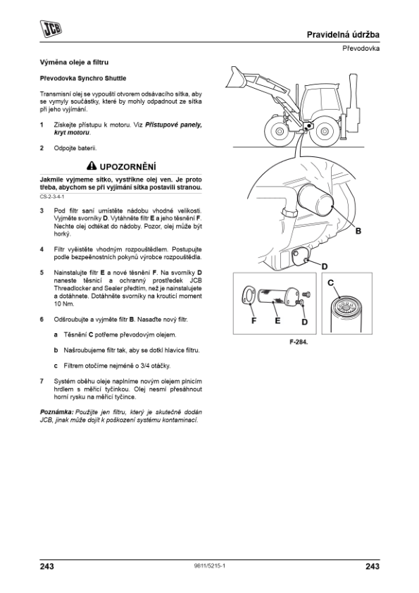 JCB 3CX 4CX Tier 3 Backhoe Loader Operators Manual 9811-5215-1 CZ - Image 13