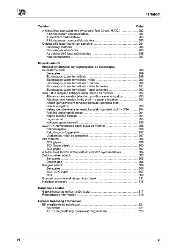JCB 3CX 4CX Tier 3 Backhoe Loader Operators Manual 9811-5223-1 HU - Image 10