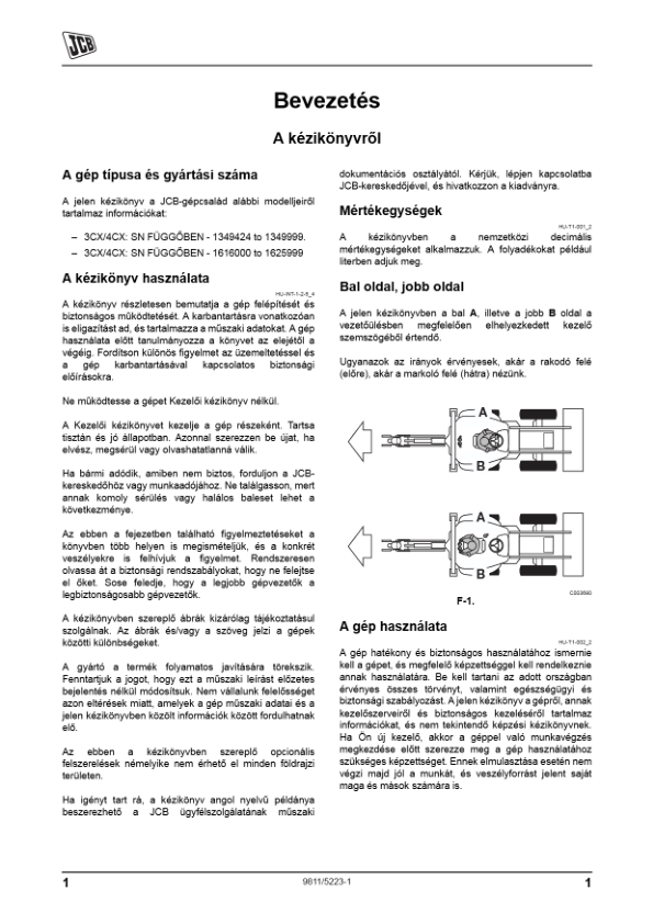 JCB 3CX 4CX Tier 3 Backhoe Loader Operators Manual 9811-5223-1 HU - Image 3