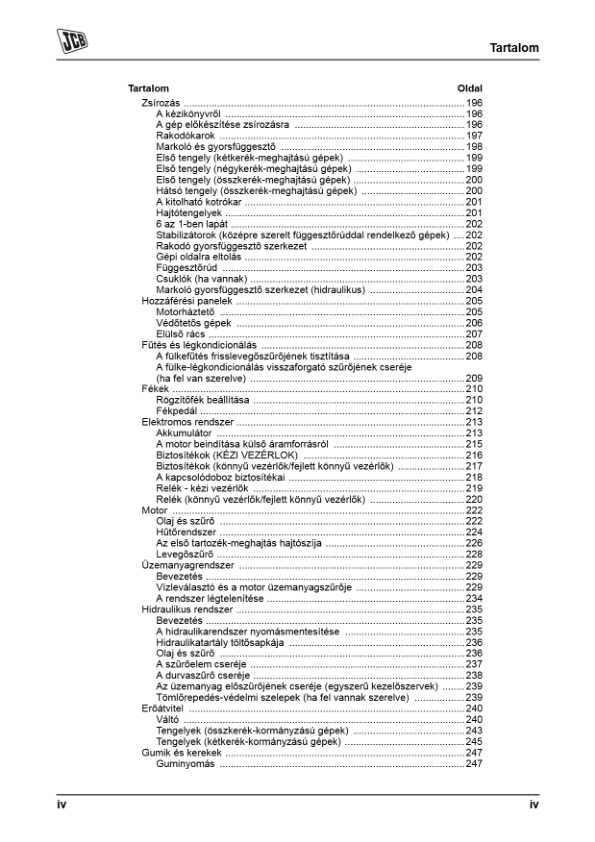 JCB 3CX 4CX Tier 3 Backhoe Loader Operators Manual 9811-5223-1 HU - Image 8