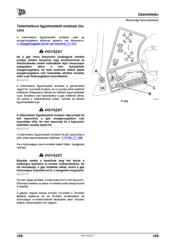 JCB 3CX 4CX Tier 3 Backhoe Loader Operators Manual 9811-5223-1 HU - Image 13