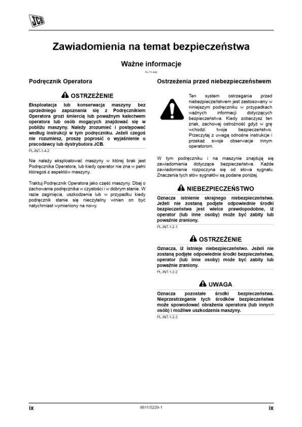 JCB 3CX 4CX Tier 3 Backhoe Loader Operators Manual 9811-5229-1 PL - Image 3