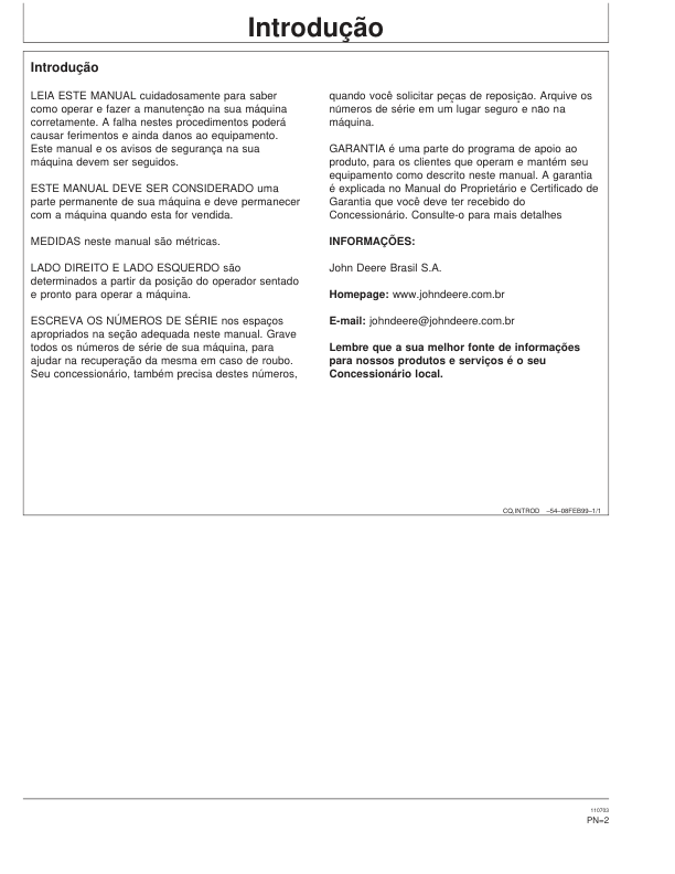 John Deere 1165 1175 Combine Harvester Operators Manual OMCQ29716-K3 PT - Image 3